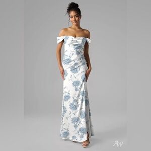 AW Bridal Off-Shoulder Floral Bridesmaid/Event Dress